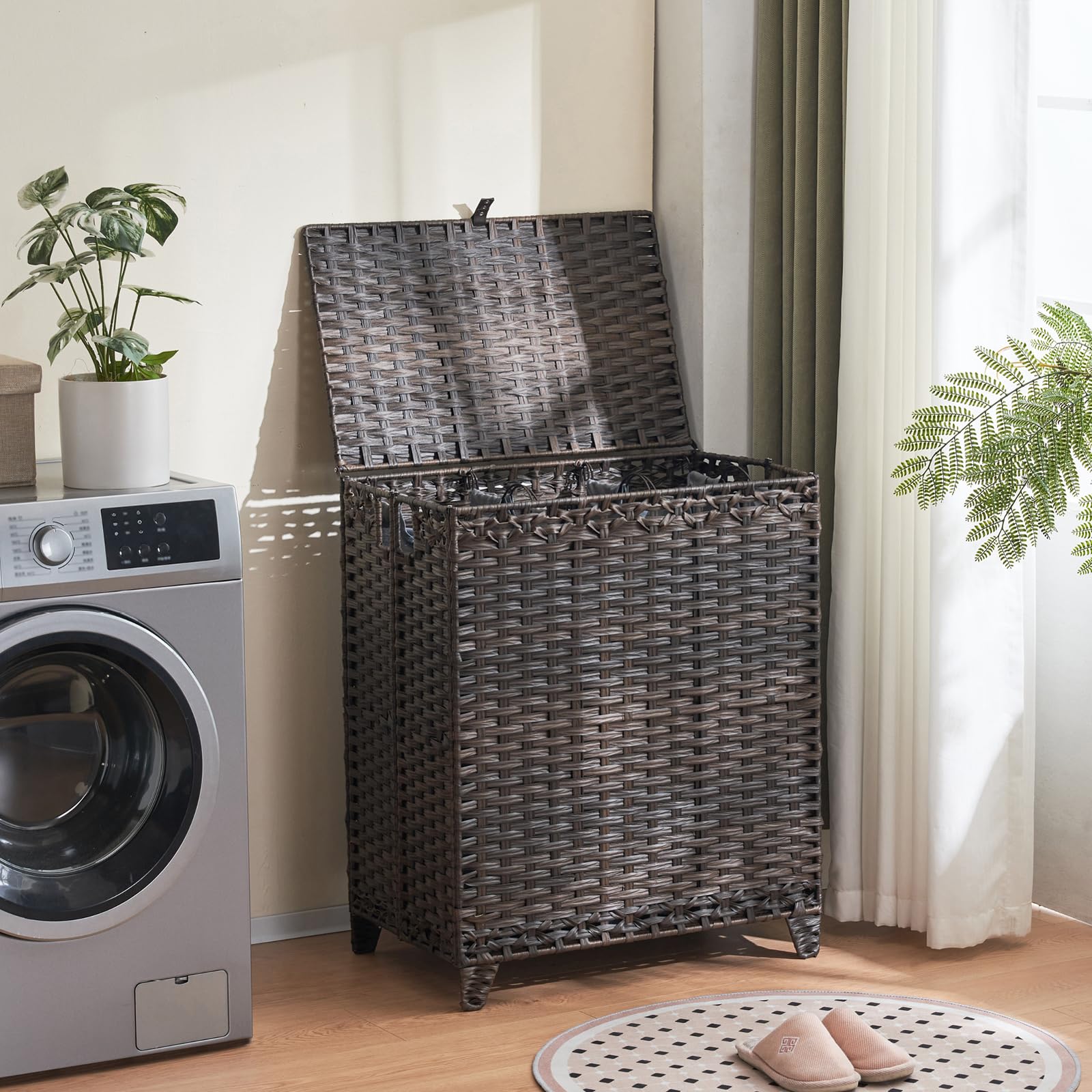 Amazon.co.jp: ランドリーバスケット 蓋付き 190L Lサイズ ランドリー